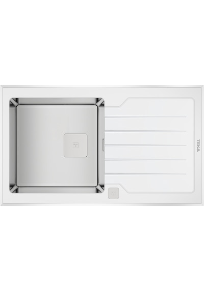 Teka Diamond Rs15 1B 1D 86 (Wst White) Tek Hazne Ve Tek Damlalıklı Cam Eviye - Beyaz - 115100012