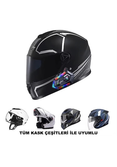 Y20 Max Su Geçirmez Kask 2 Kişi Bağlantılı Rgb Intercom
