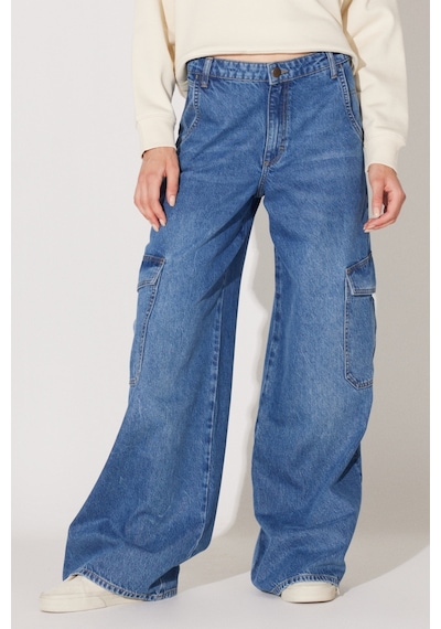 Lee Loose Fit Geniş Kesim Normal Bel Açık Mavi Esnek Cargo Slouch Jean Denim Kot Pantolon L34NHLD67 Mavi