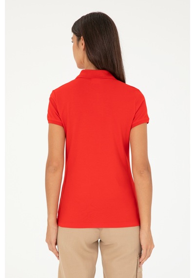 U.S. Polo Assn. Kadın Kırmızı Basic Polo Yaka Tişört 50280071-VR030