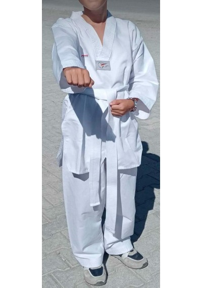 Nabız Taekwondo Nabız Tekvando Tekvando Acemi Elbise Kıyafeti Dobok Beyaz Yaka Beyaz