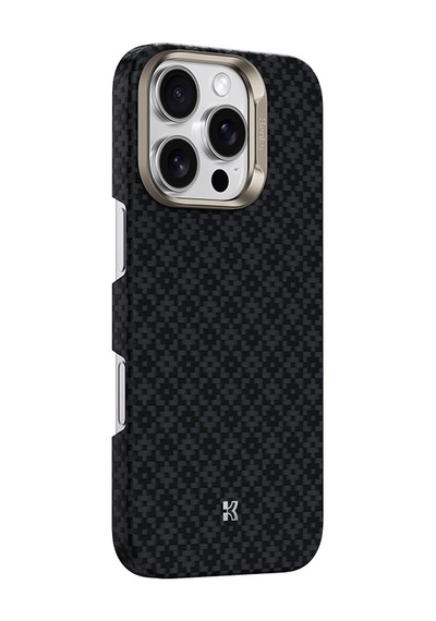 Apple Uyumlu iPhone 16 Pro Max  Kılıf M-safe Özellikli Benks Armorair Armorgrid Serisi Kevlar Kapak Siyah Siyah
