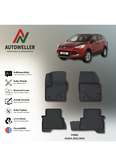 Ford Kuga 2012-2019 Uyumlu Havuzlu Oto Paspas