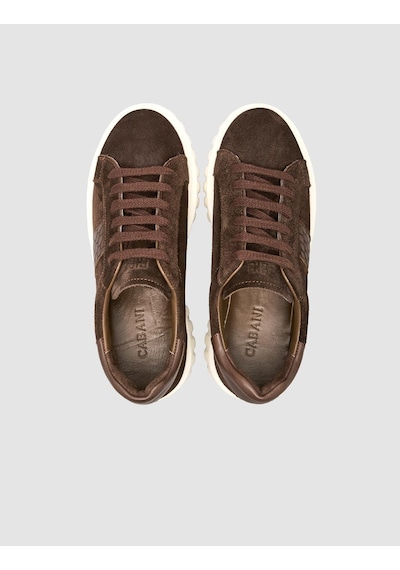 Süet Bağıcıklı Kroko Kahverengi Kadın Sneaker Ayakkabı Kahverengi