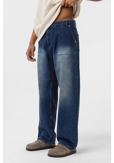 Vamos Cep Detaylı Baggy Fit Jean Yeşil Tint
