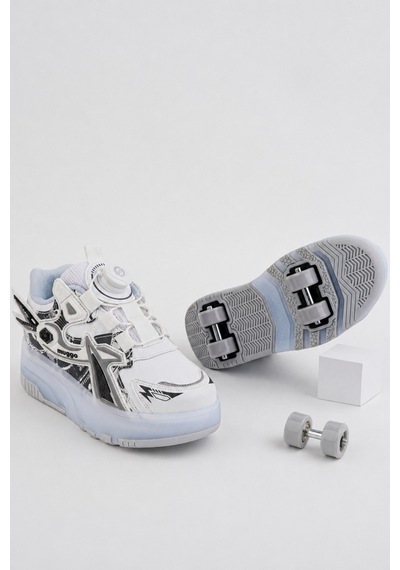 Muggo Pato Çocuk Işıklı Patenli Tekerlekli Sneaker Spor Ayakkabı Beyaz