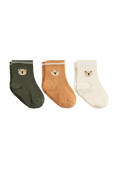Civil Baby Bear 3'lü 6- Bebek Erkek Çorap Set Standart