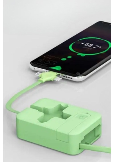 Mcg Cep Tipi Telefon Tutuculu Makaralı Uzayıp Kısalabilen 3'ü 1 Arada Usb Şarj Kablosu