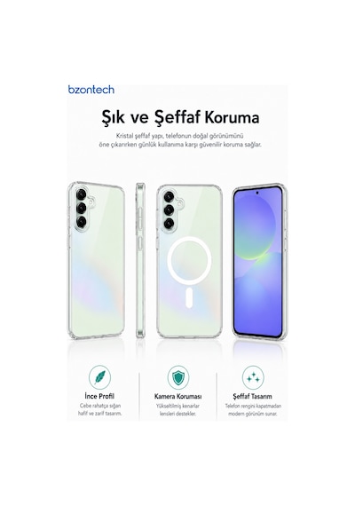 Samsung Galaxy Uyumlu A36 5G / A56 5G  Yumuşak Magsafe Kablosuz Şarj Destekli Şeffaf Kılıf Kamera İçin Yükseltilmiş Çerçeve - A56 5G
