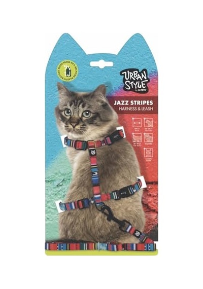 M-pets Urban Style Jazz Strıpes Kedi Göğüs Tasması Set