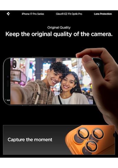 İphone 17 Pro/pro Max / 16 Pro/16 Pro Max / 15 Pro/15 Pro Max İle Uyumlu Kamera Lens Koruyucu Cam Kolay Kurulum Glas.tr Ez Fit Optik Pro 2 Adet Orange - Agl10123