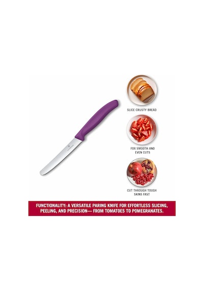 Swiss Classic 11cm Tırtıklı Domates Bıçağı, Mor
