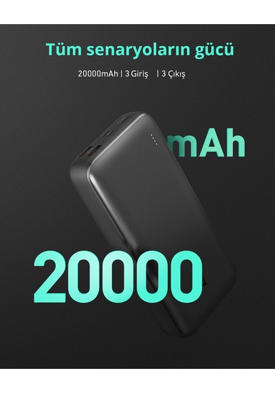 Aukey Pb-n74s-bk 22.5w 20000 Mah Pd Ve Qc 3.0 Destekli Powerbank - Siyah