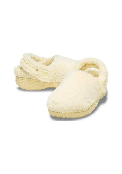 Crocs Classic Unfurgettable Clog Unisex Peluş Terlik 21116-108 Ekru