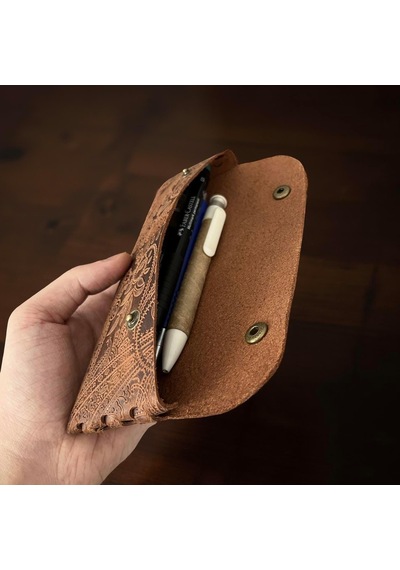 El Yapımı Kalemlik Hakiki Deri, Deri Küçük Kalem Kutusu İş, Ofis, Okul Aksesuar Tutucu, Klasik Ve Minimal El Yapımı Tasarım Vintage Kalemlik Desenli Taba Cok Renkli