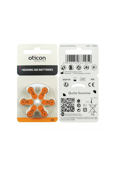 Oticon 13 Numara 1.45V İşitme Cihazı Pili 6 x 10'lu
