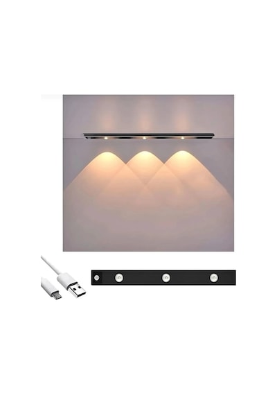 Mutfak Tezgah Altı Dekoratif Şarjlı Led Aydınlatma Armatür 40 Cm Otomatik Harekete Çok Renkli