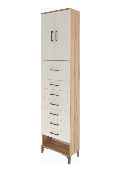 Arges Dolap 2 Raflı 7 Çekmeceli 2 Kapaklı 60x30x243 Çam-aytaşı Atlas Çam