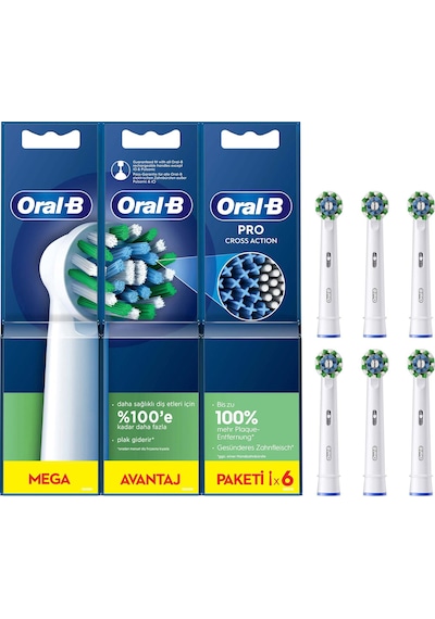 Oral-B Cross Action Şarjlı Diş Fırçası Yedek Başlığı 6'lı Mavi - Yeşil
