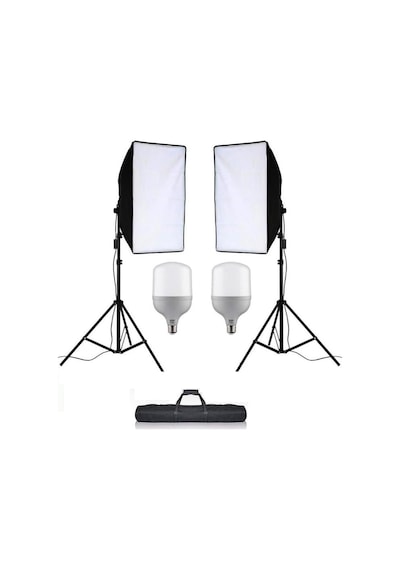 İkili Softbox Set 50x70 Cm Ürün Çekimi Moda Reklam Cast İçin Güçlü 50 Wat Led Ampullü Sürekli I