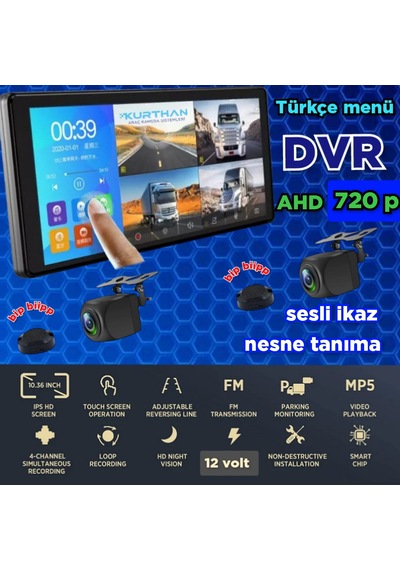 Dvr Dokunmatik Ekran Ve 2 Adet Ahd 720p Nesne Tanıma Sesli İkaz