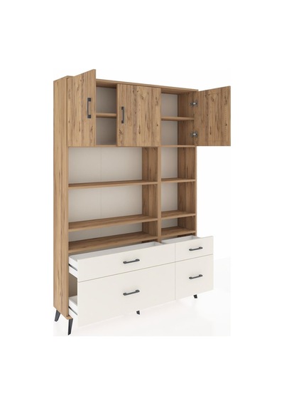Arges Dolap 10 Raflı 4 Çekmeceli 3 Kapaklı 132x30x195 Çam-çam... Çam