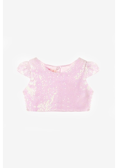 Le Mabelle Pembe Pullu Kız Çocuk Crop Bluz Pembe