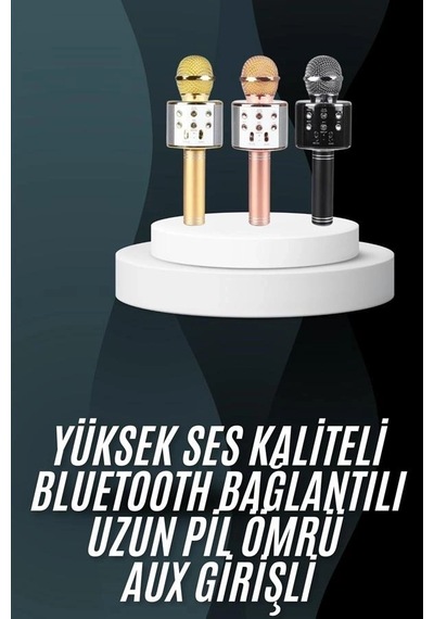 Hubrendy  Karaoke Mikrofon Bluetooth Bağlantılı Aux Girişli Uzun Pil Ömrü Yüksek Ses Kaliteli