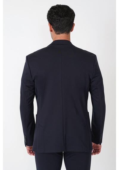 Comfort Fit Esnek Rayon Pamuk Karışım Torba Cepli Lacivert Blazer Ceket C 744
