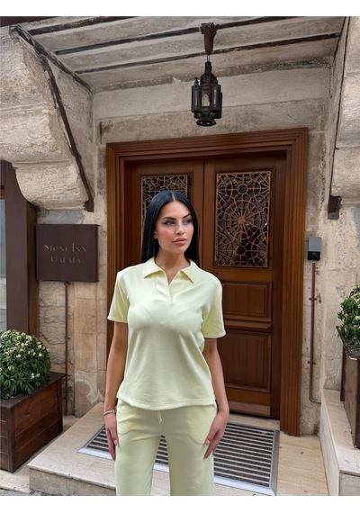 WeShaya Sarı Polyester Elastan Polo Yaka Takım Sarı