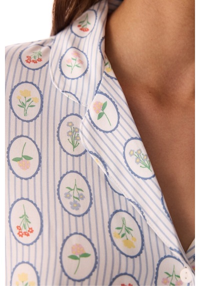 Penti Kırık Beyaz Cute Flowers Düğmeli Gömlek Pantolon Pijama Takımı Penti Kırık Beyaz Cute Flowers Düğmeli Gömlek Pantolon Pijama Takımı