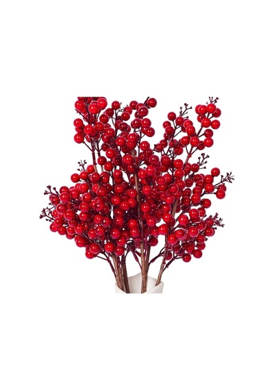 4 Adet 60 Cm Yılbaşı Kokina Kırmızı Berry Sapları Noel Berry Dalları