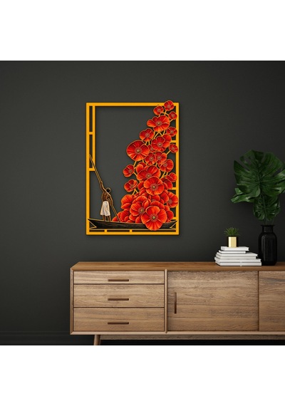 Gelincikler Ve Kayıkçı - Metal Tablo - Dec0286 55 X 80 Cm Çok Renkli