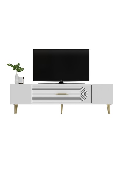 Camilla Tv Sehpası Tv Ünitesi 150 Cm Beyaz Altın