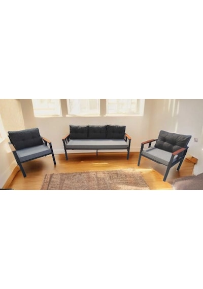 Pimango Pi Elize Bahçe Ve Balkon Mobilyası 3+1+1 Antrasit - Gri