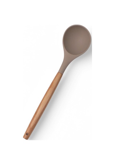 Deconox Bambu Saplı Silikon Kepçe, Bambu Uzun Silikon Çorba Ve Sos Kepçesi 27cm 3 Renk Seçenekli Taba