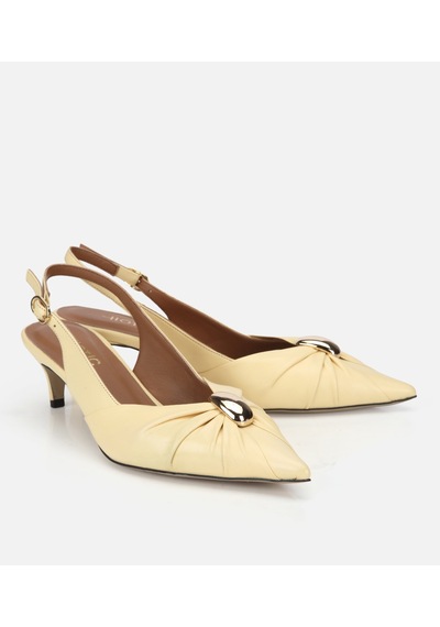 Hotiç Kadın Deri Sarı Gold Tokalı Arkası Açık Kısa Topuklu Stiletto 01ayh321440a520 01ayh321440a520