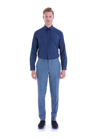 Hatemoğlu Slim Fit Pamuklu Uzun Kollu Erkek Gömlek Lacivert