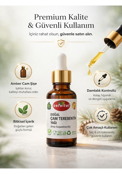 Safvital Çam Terebentin Yağı 20 Ml Saç Bakımına Uygun Bitkisel Yağ Yoğun Etkili Aromatik Bakım