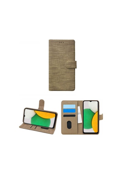 Samsung Galaxy Uyumlu   S10 Kılıfı Cüzdanspor Kumaş Kart Ve Bloknot Bölmeli Kılıf + Ekran Koruyucu Gold