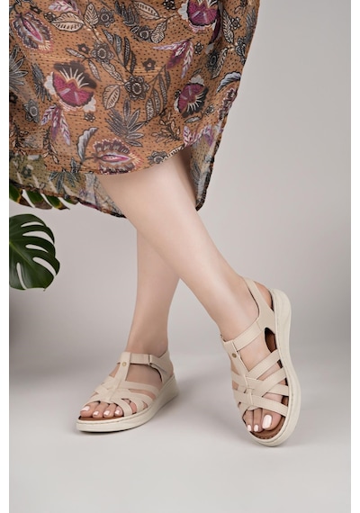 Nesilshoes Nesil Shoes Bell 25159 Bej Anatomik Kadın Sandalet