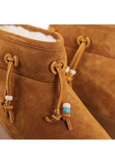 Bot Kar Kadın 80d2480100-m008 Moon Boot Luna Low Suede Beads Cognac Cognac