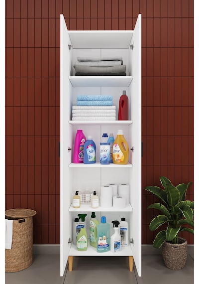 Modern 2 Kapaklı Çok Amaçlı Mutfak Banyo Dolabı %100 Mdf Erzak Kiler Dolabı Fd03 Beyaz