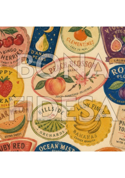 Vintage Meyve Etiketleri Sanat Baskısı Retro Mutfak Dekorasyonu Dijital İndirme