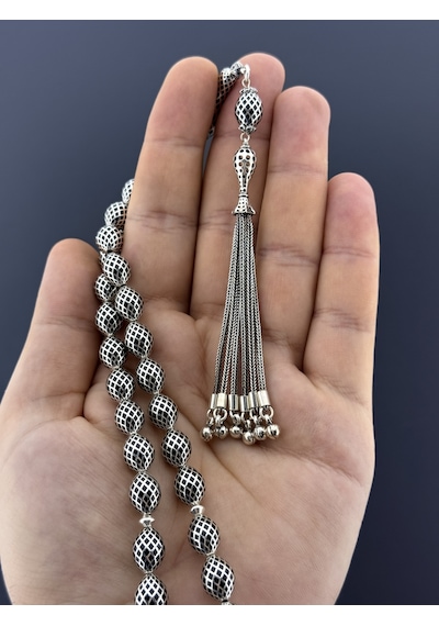Muri Tesbih 50,8 Gr Gümüş Tesbih Beyzi Kesim 8,50x11,50