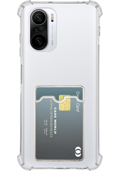 Xiaomi Poco F3 Kapak Kamera Korumalı Kartlıklı Darbe Emici Özellikli Şeffaf Silikon Kılıf
