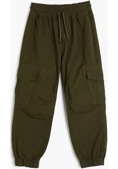 Koton Basic Jogger Pantolon Beli Bağlamalı Pamuklu Haki 4skb40021tw 4SKB40021TW853 Haki