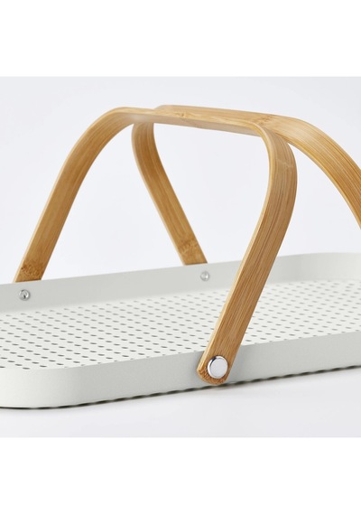 Ikea Grönfısk Bambu-beyaz 46x30 Cm Kulplu Tepsi Ahşap - Beyaz