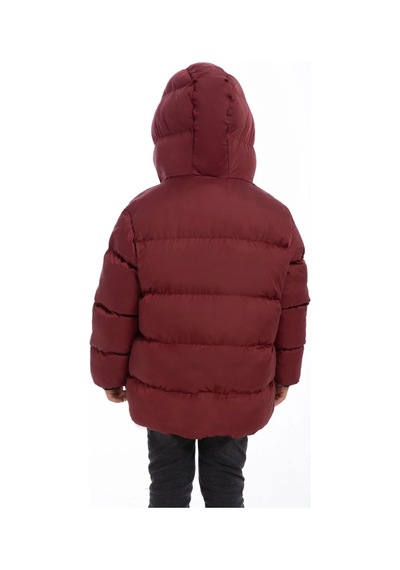 Erkek Çocuk Polarlı Kapüşonlu Su Geçirmez Rüzgara Dayanıklı Şişme Kışlık Mont & Kaban-28 Bordo