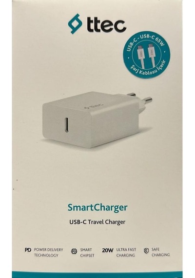 Ttec 2scs22bc Smartcharger Pd 20w Seyahat Hızlı Şarj Aleti+usb-c - Usb-c 3a Kablo Beyaz